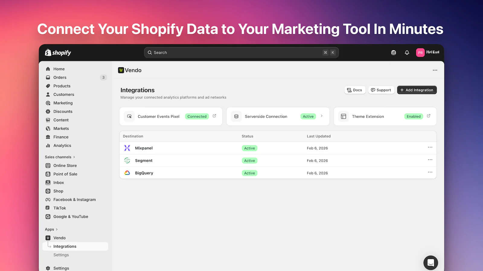 Connect Your Shopify Data to Your Marketing Tool In Minutes